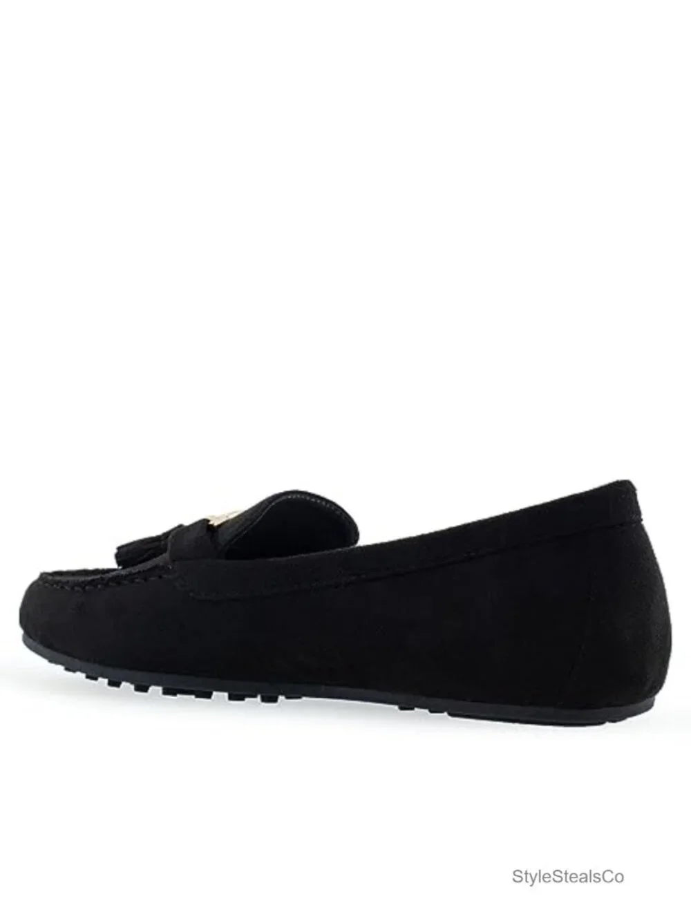 Faux Suede Loafers with Tassel Detail Flat Heel Memory Foam